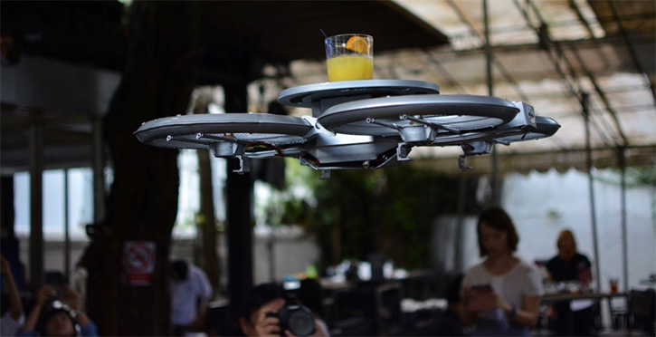 Robotic Drones Serve Food in Singapore